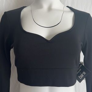 Bar III Collab Black Top V-Wire Crop Top New Small